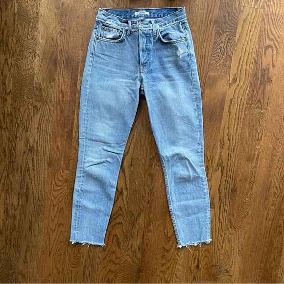 GRLFRND | Karolina High-Rise Light Wash Distressed Jeans Part Time Love Raw Hem - Picture 10 of 14